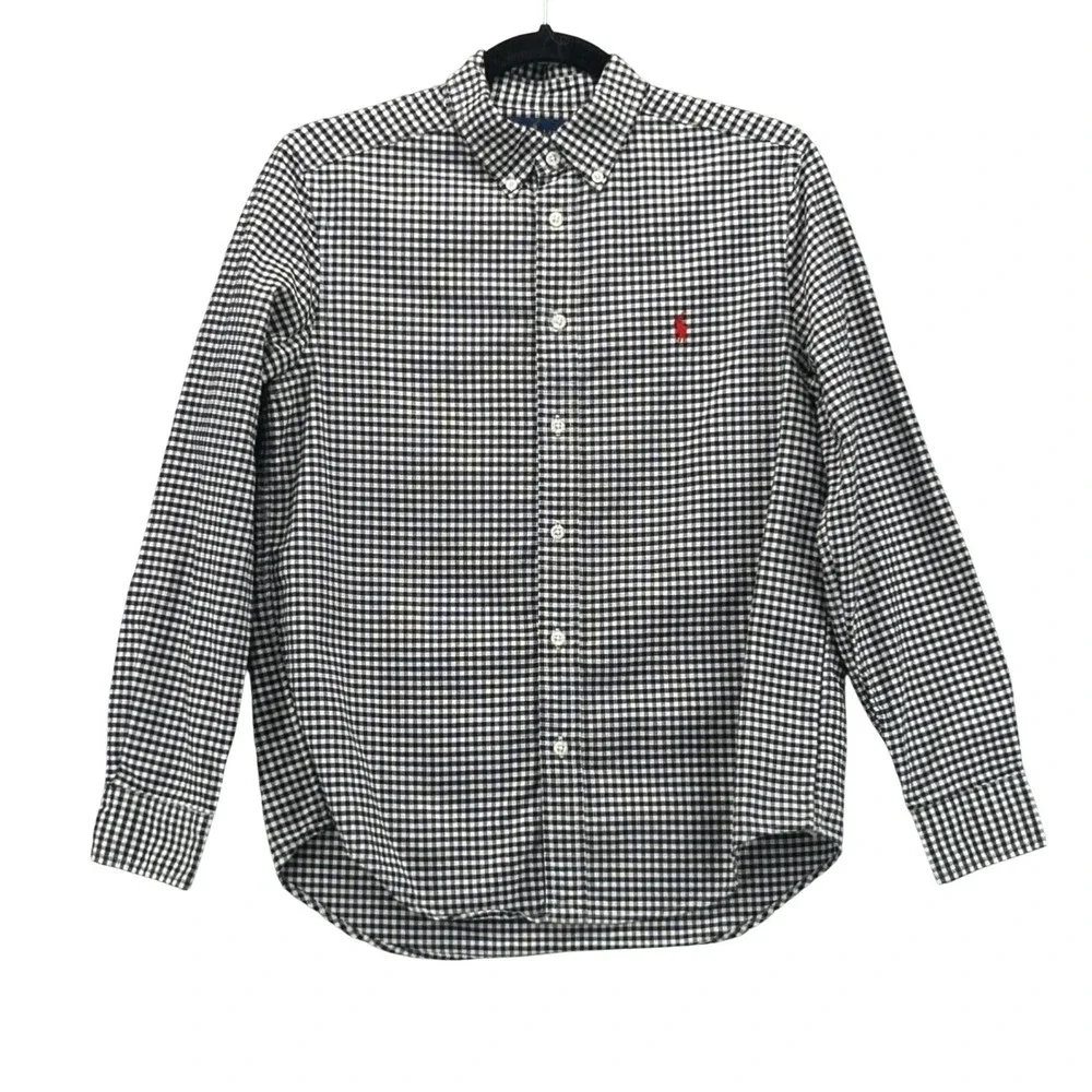 Ralph Lauren‎ Boys Button Down Shirt Large 14-16 Gingham Church Wedding Pictures